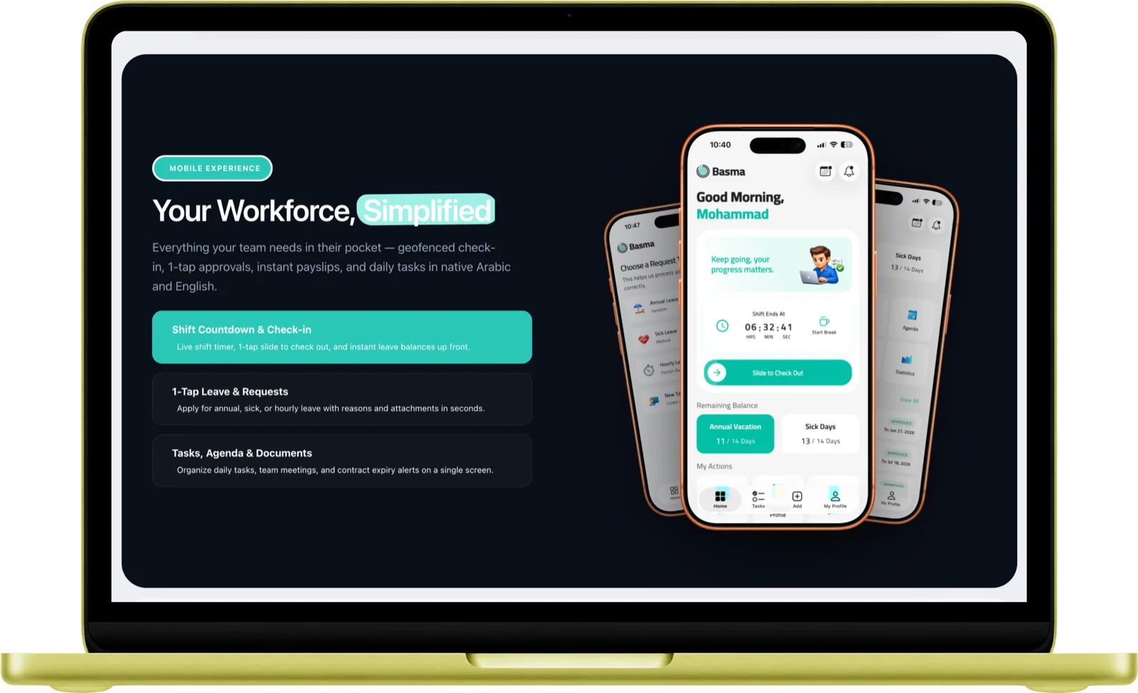 Mobile app section