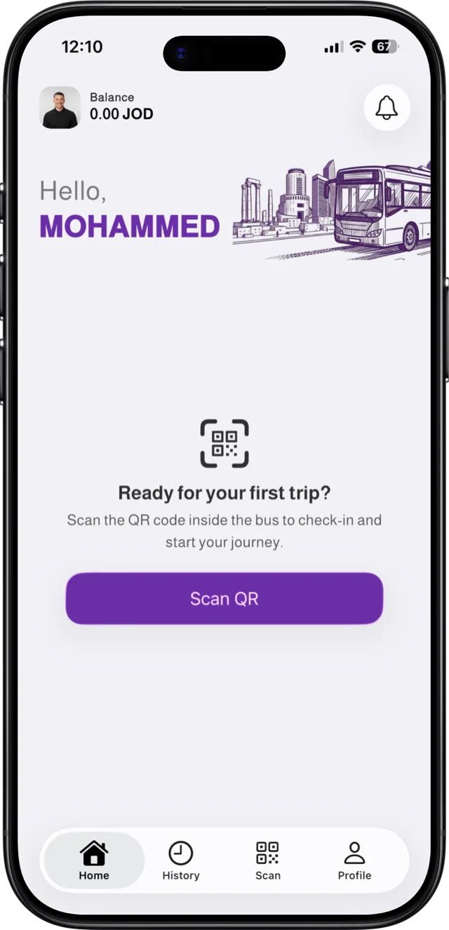 RidePass — home, ready to scan